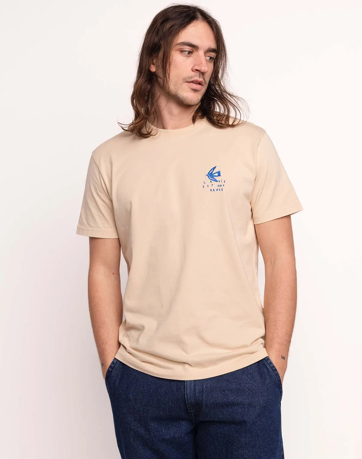OLOW Life Dance t-shirt crème coton bio brodé