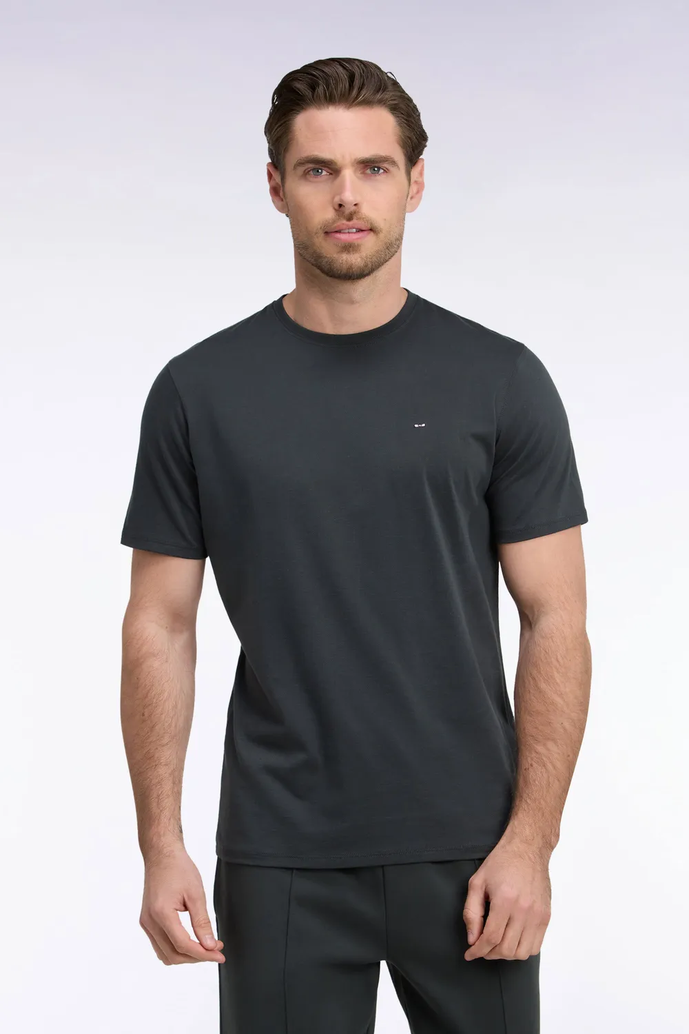 Eden Park t-shirt col rond kaki coton manches courtes