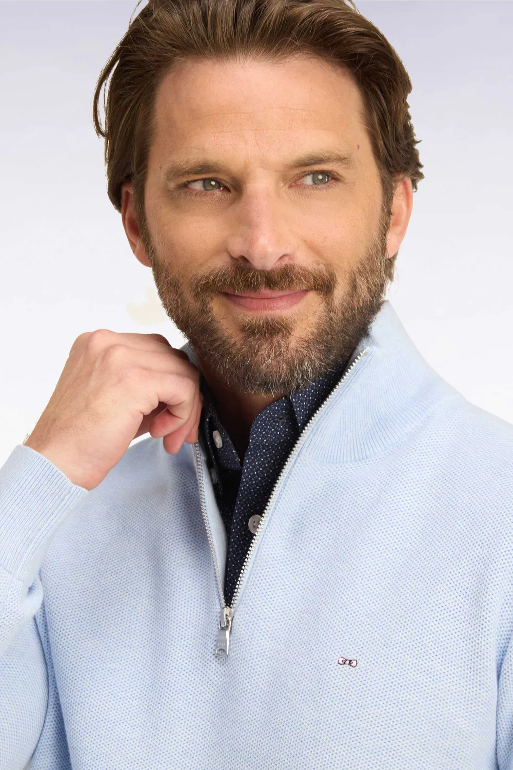 Eden Park pull col camionneur bleu ciel coton homme