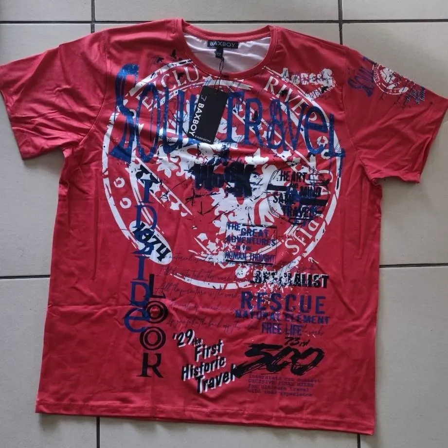 Subliminal Mode BX117 t-shirt homme manches courtes rouge vintage