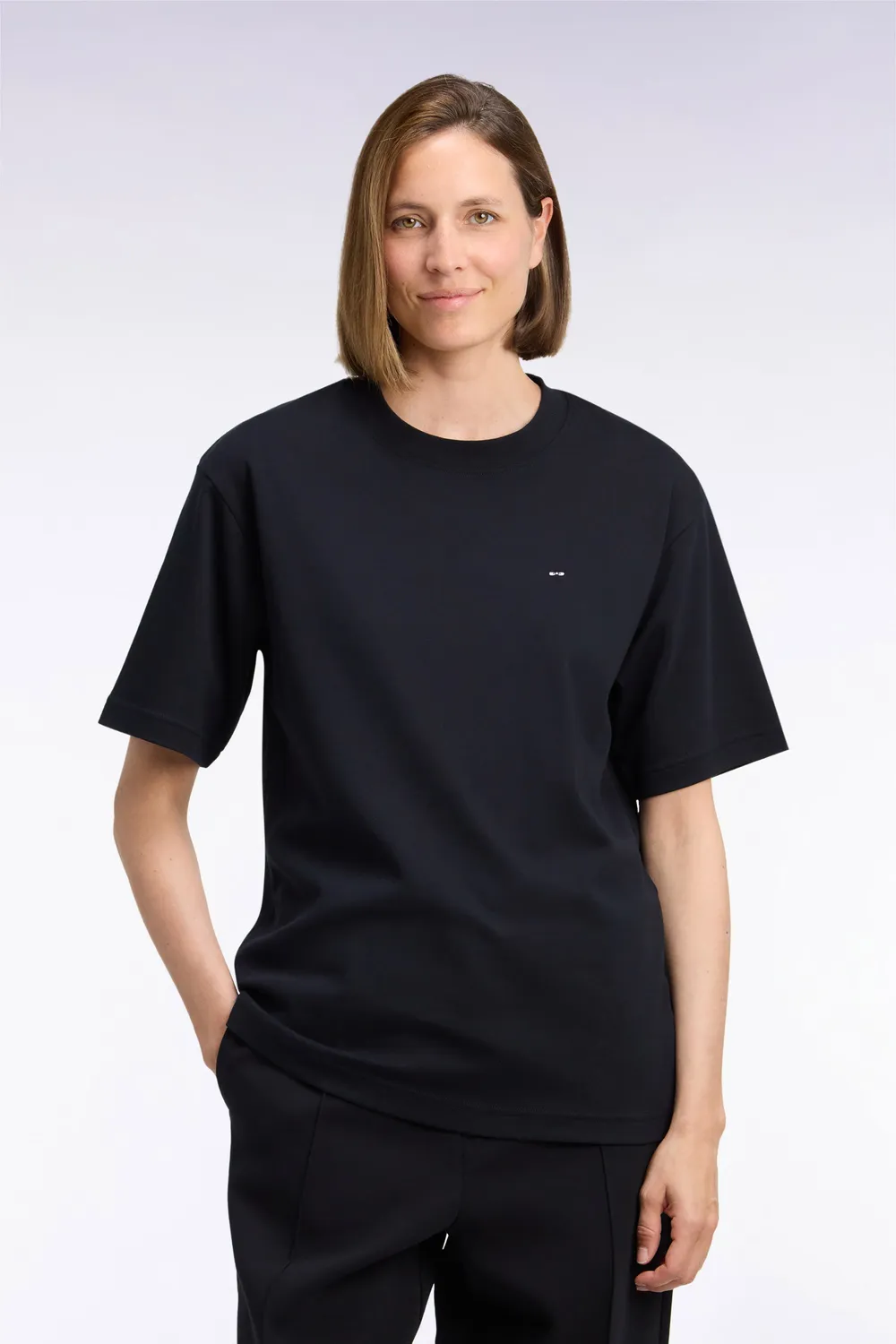 Eden Park t-shirt col rond noir coton mercerisé loose