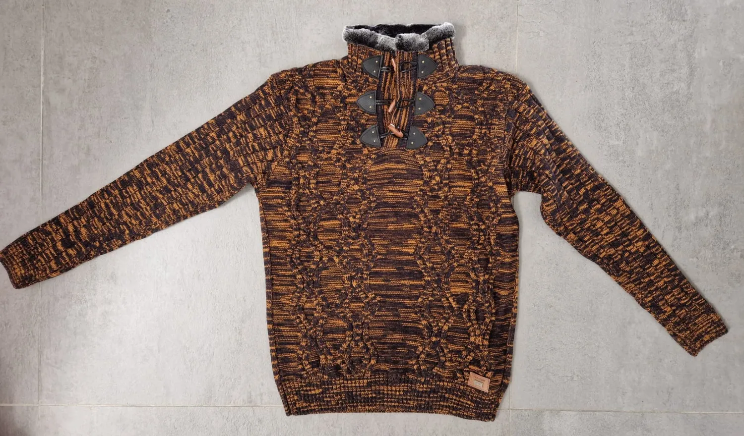 Subliminal Mode BX291 pull homme col montant noir grosse maille