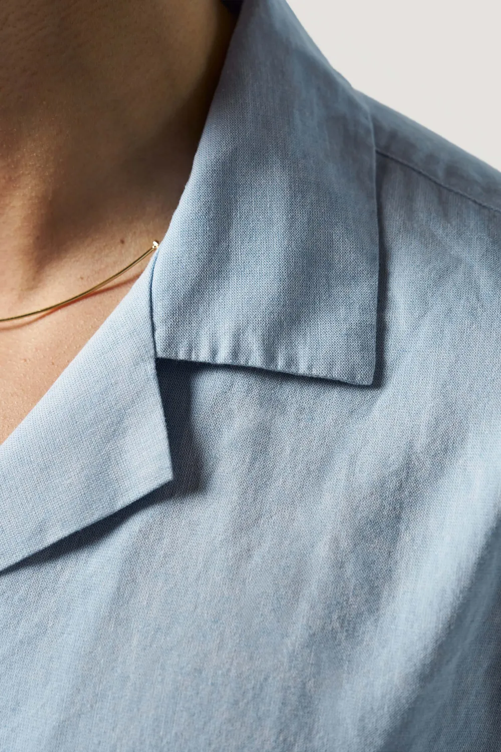 Loom chemise manches courtes coton lin bleu clair