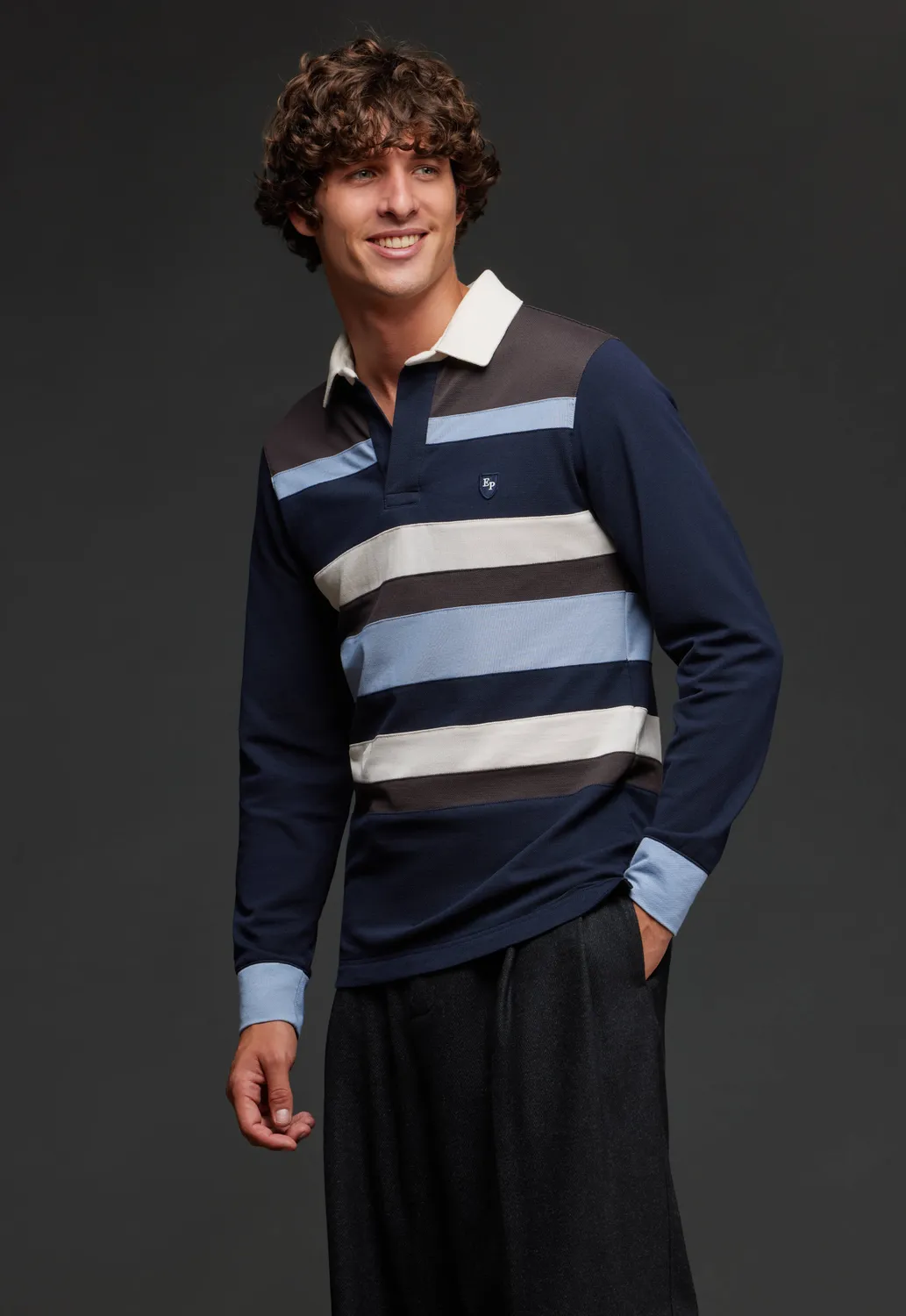 Eden Park Pap'Atelier maillot coton rayé bleu marron M unique