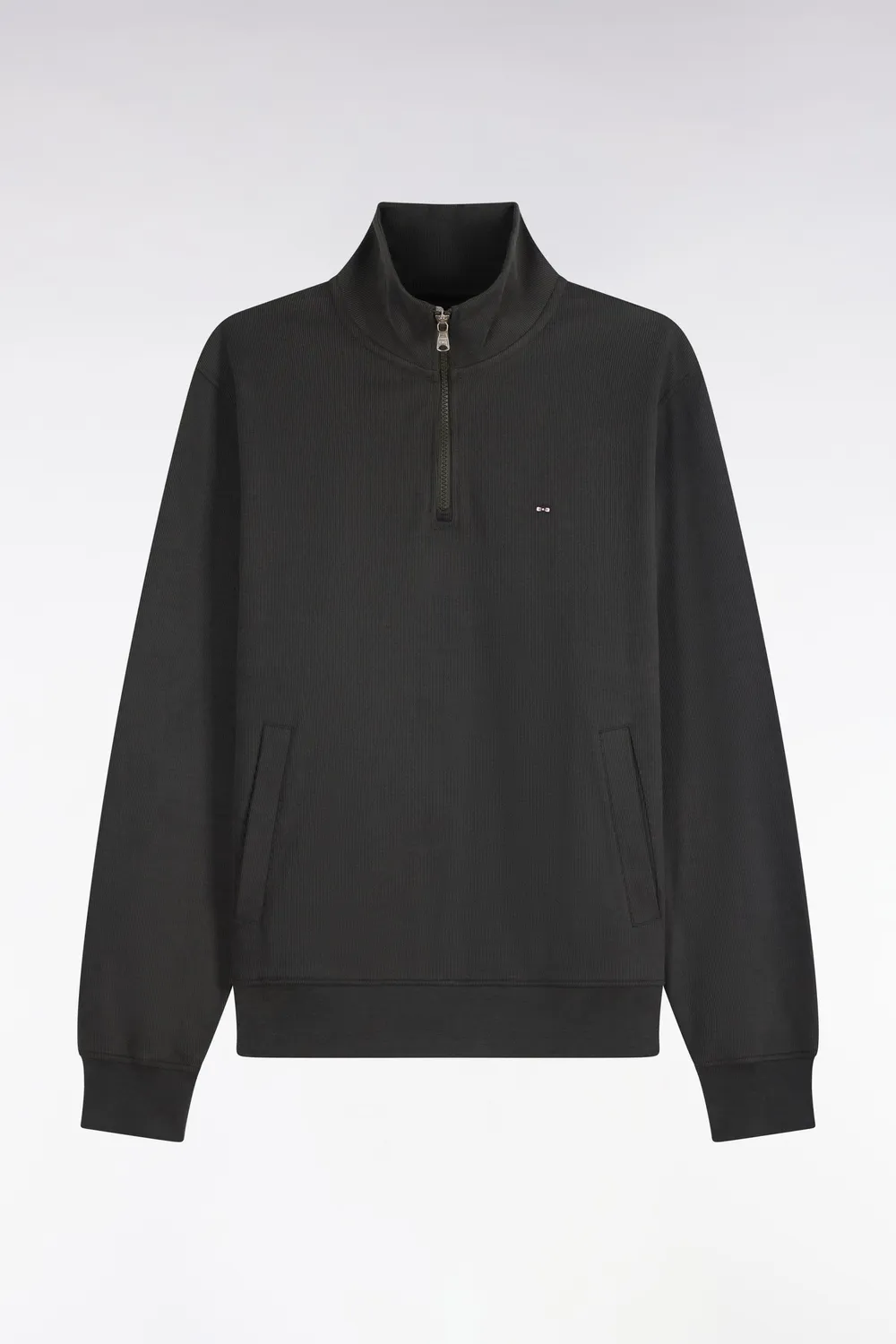 Eden Park sweat col camionneur kaki molleton droit