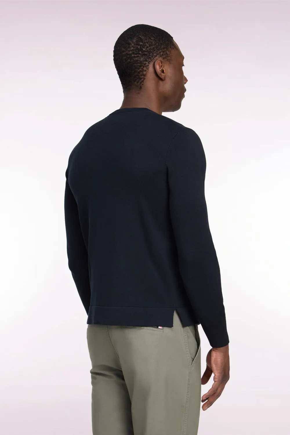 Eden Park Après Match pull homme noir col rond droit