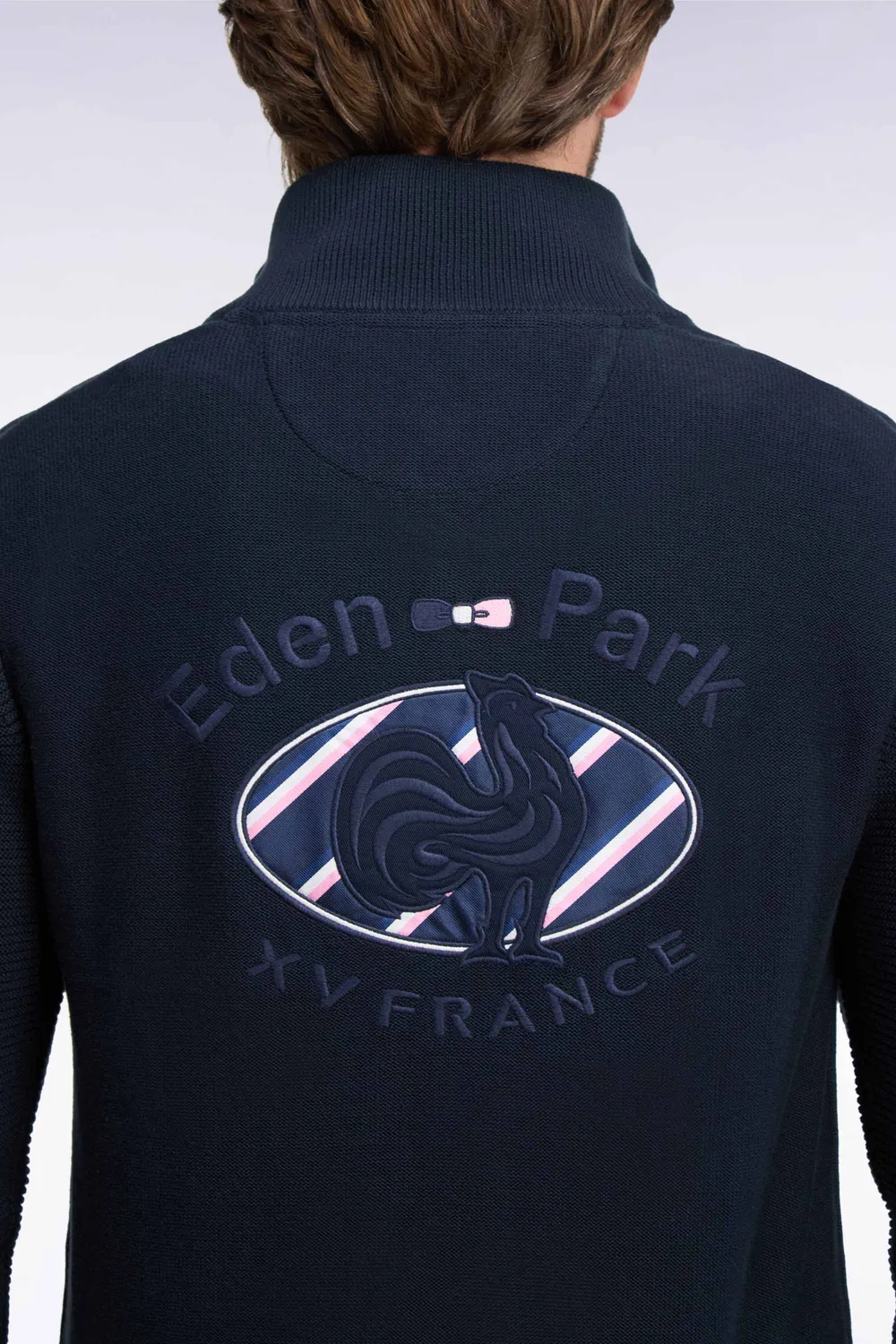 Eden Park Pull col zippé coton marine XV de France