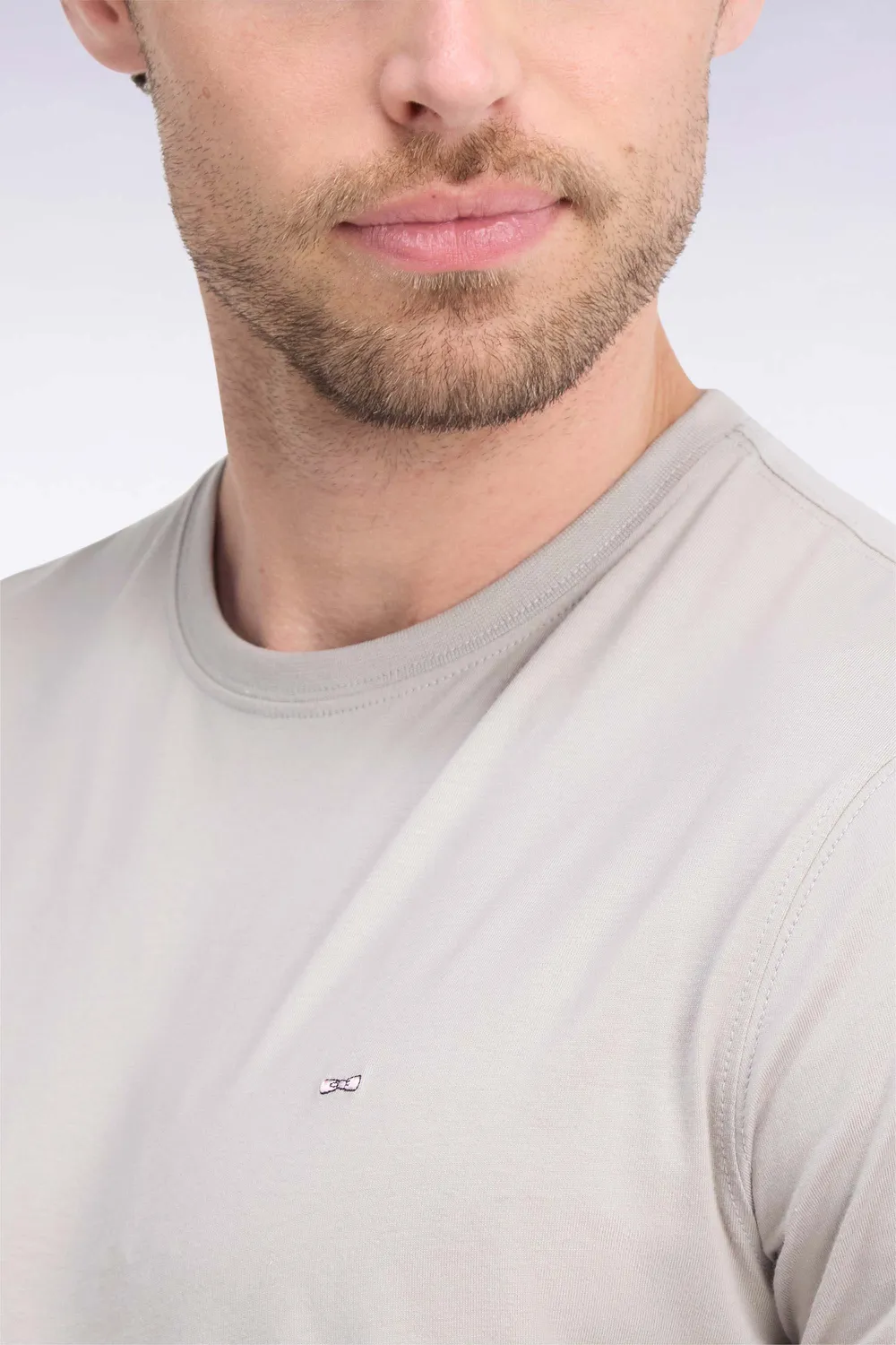 Eden Park t-shirt coton gris col rond manches courtes coupe droite