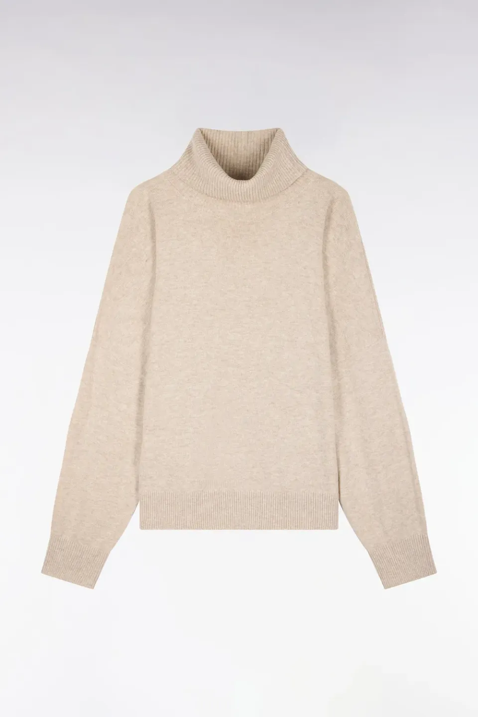 Eden Park pull col roulé beige cachemire femme