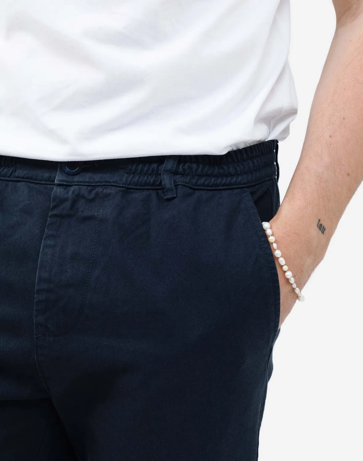 OLOW Chino pantalon bleu nuit sergé coton