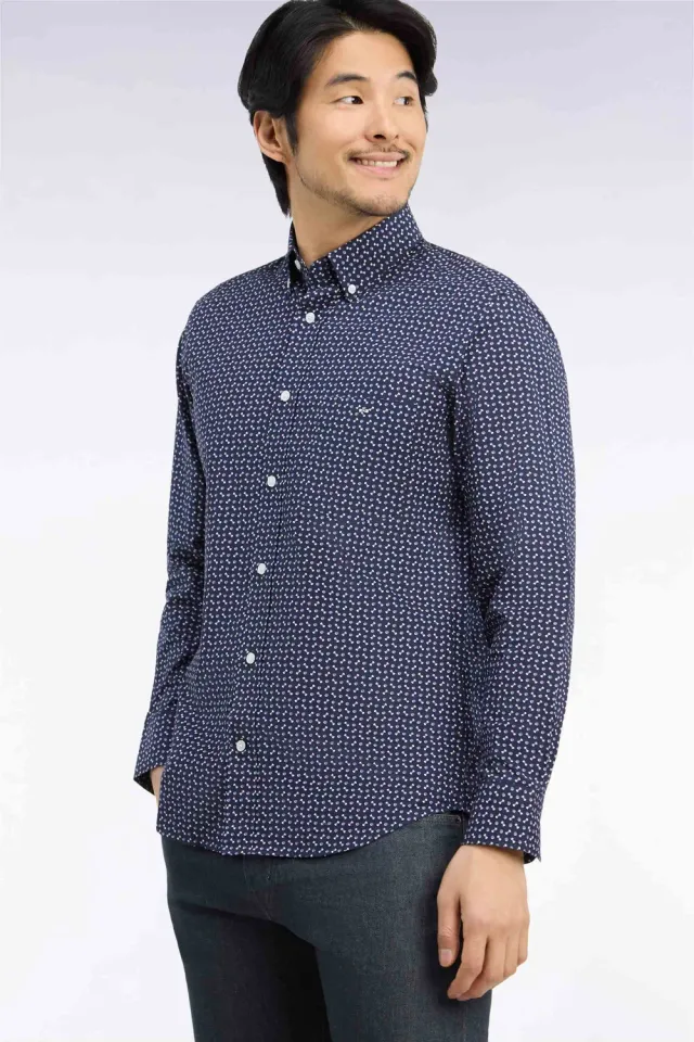 Eden Park chemise marine coton micromotifs homme