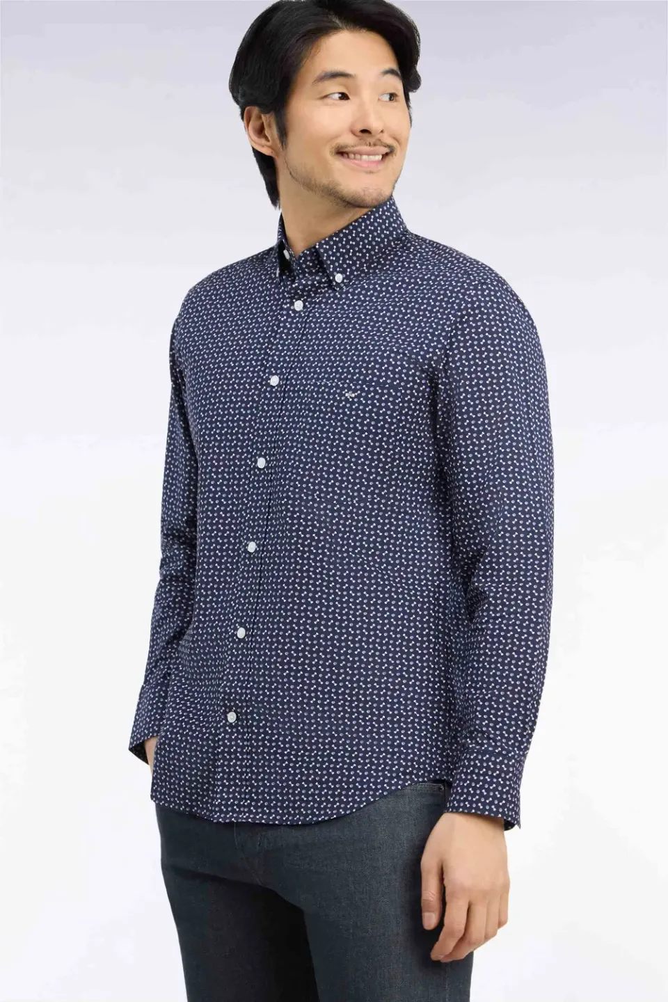Eden Park chemise marine coton micromotifs homme