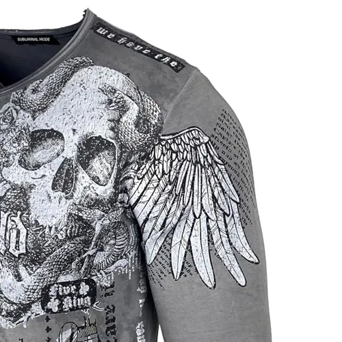 Subliminal Mode BX709 t-shirt homme col rond coton délavé