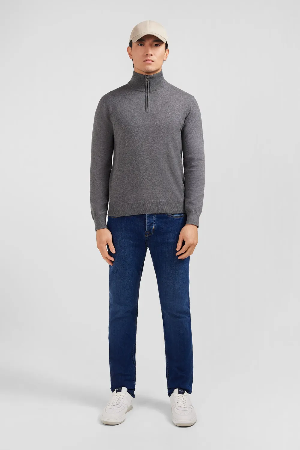 Eden Park pull gris col camionneur coton zippé