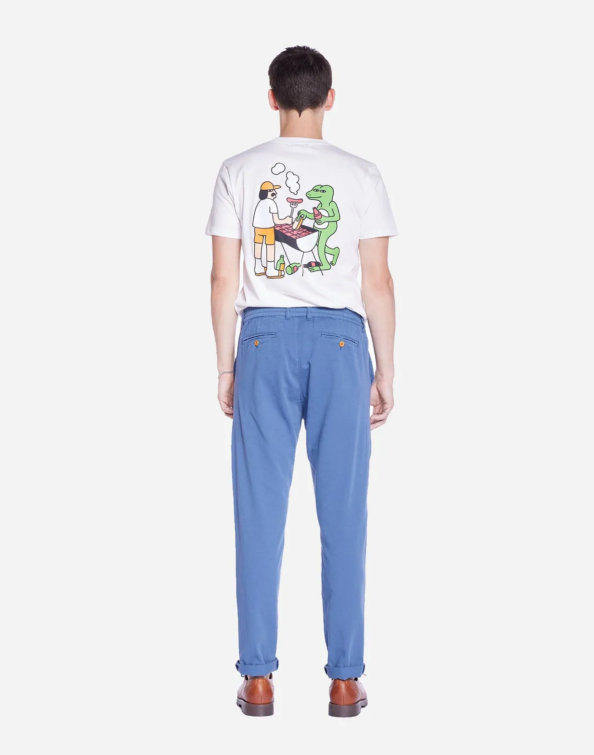 OLOW Chino pantalon bleu cobalt coton bio