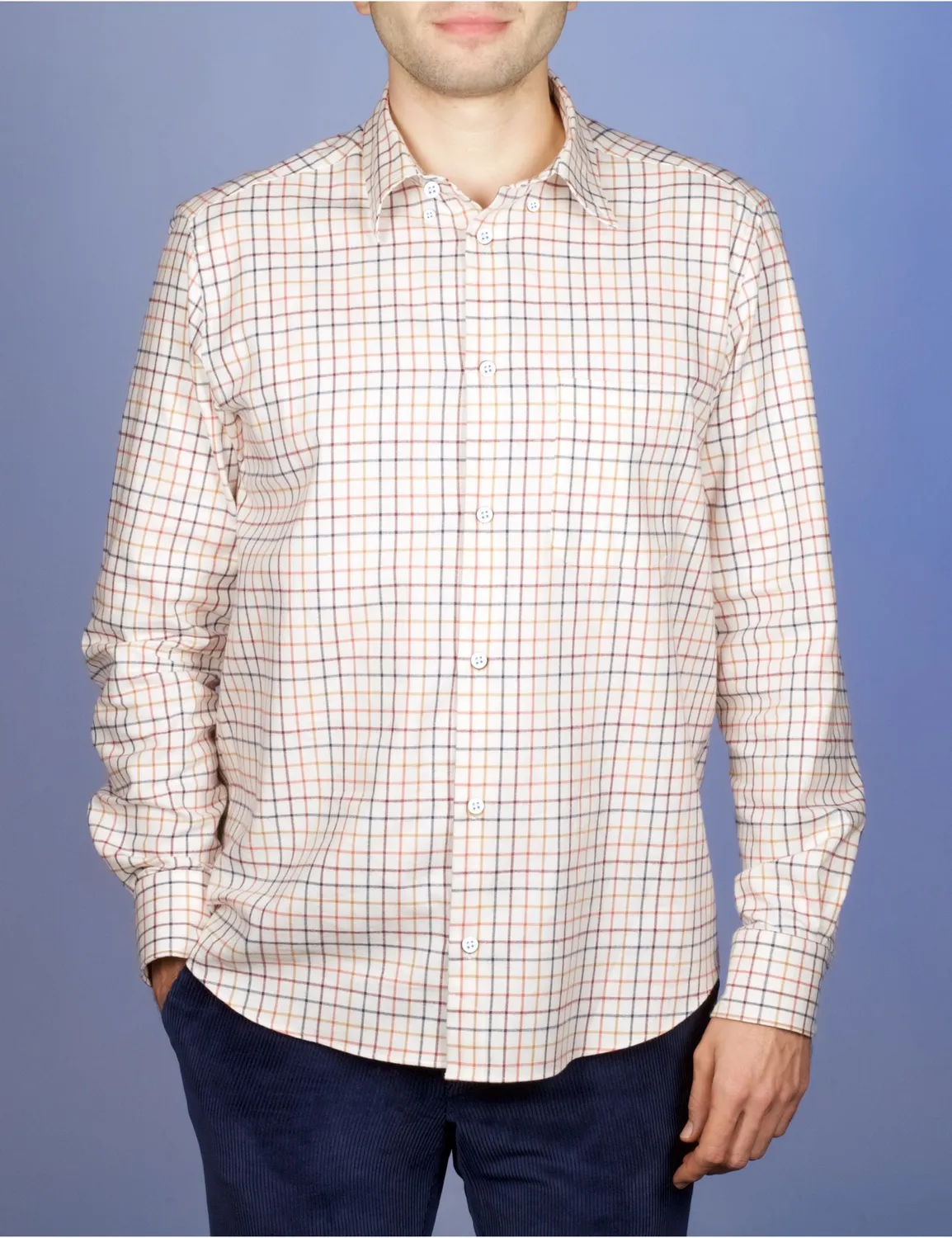 La Chemise Française Flanelle Légère chemise carreaux ivoire