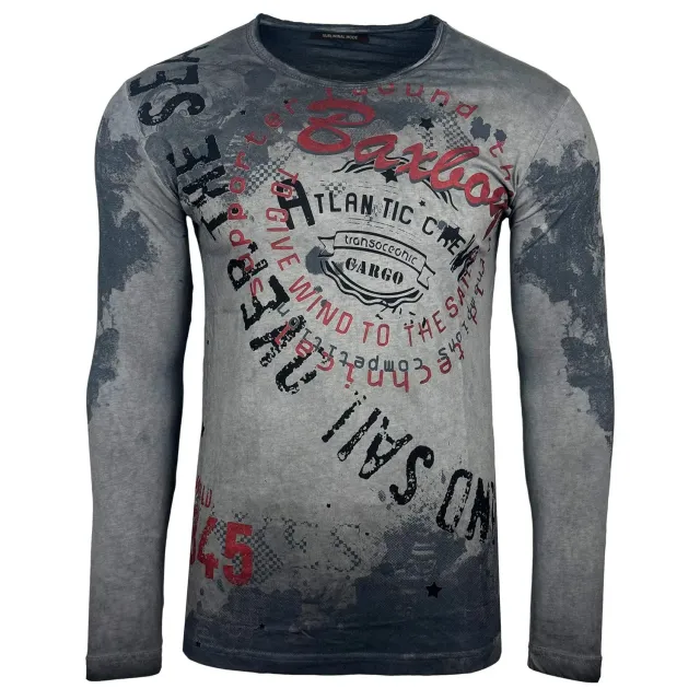 Subliminal Mode BX705 t-shirt homme manches longues blanc délavé