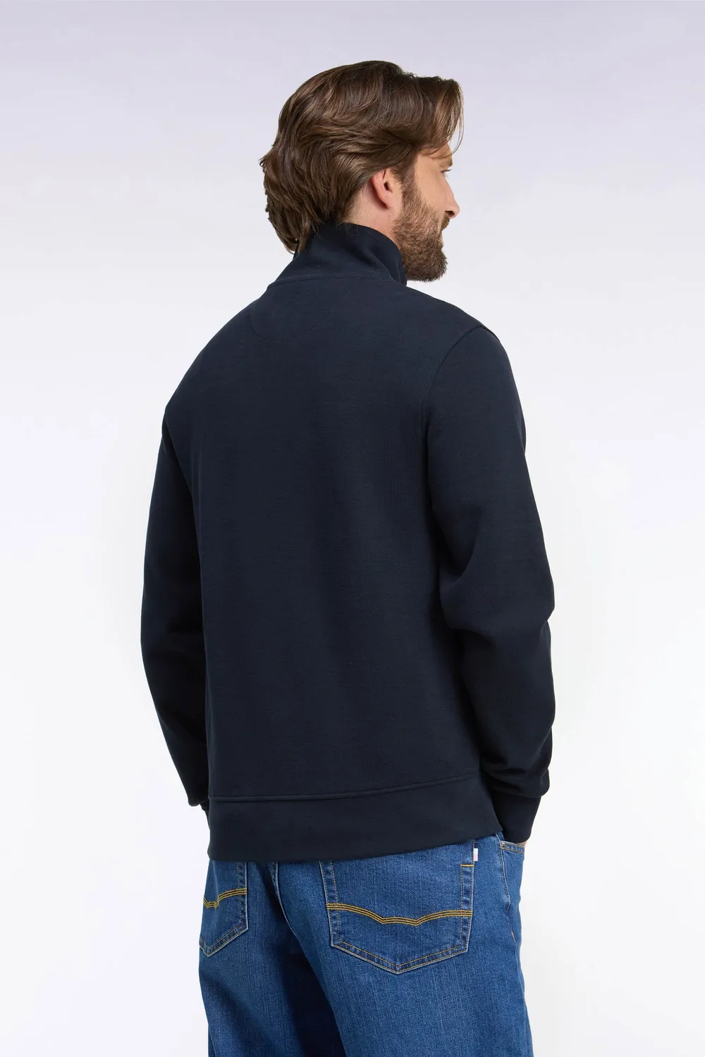 Eden Park sweat zippé molleton coton marine droit