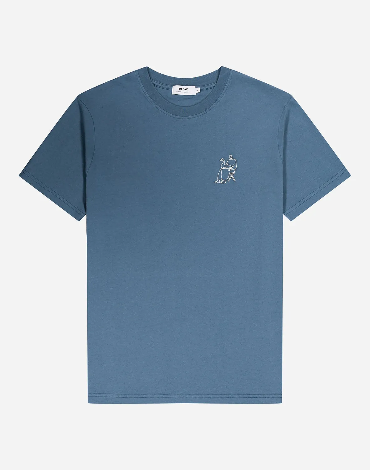 OLOW Goose t-shirt bleu acier coton bio brodé