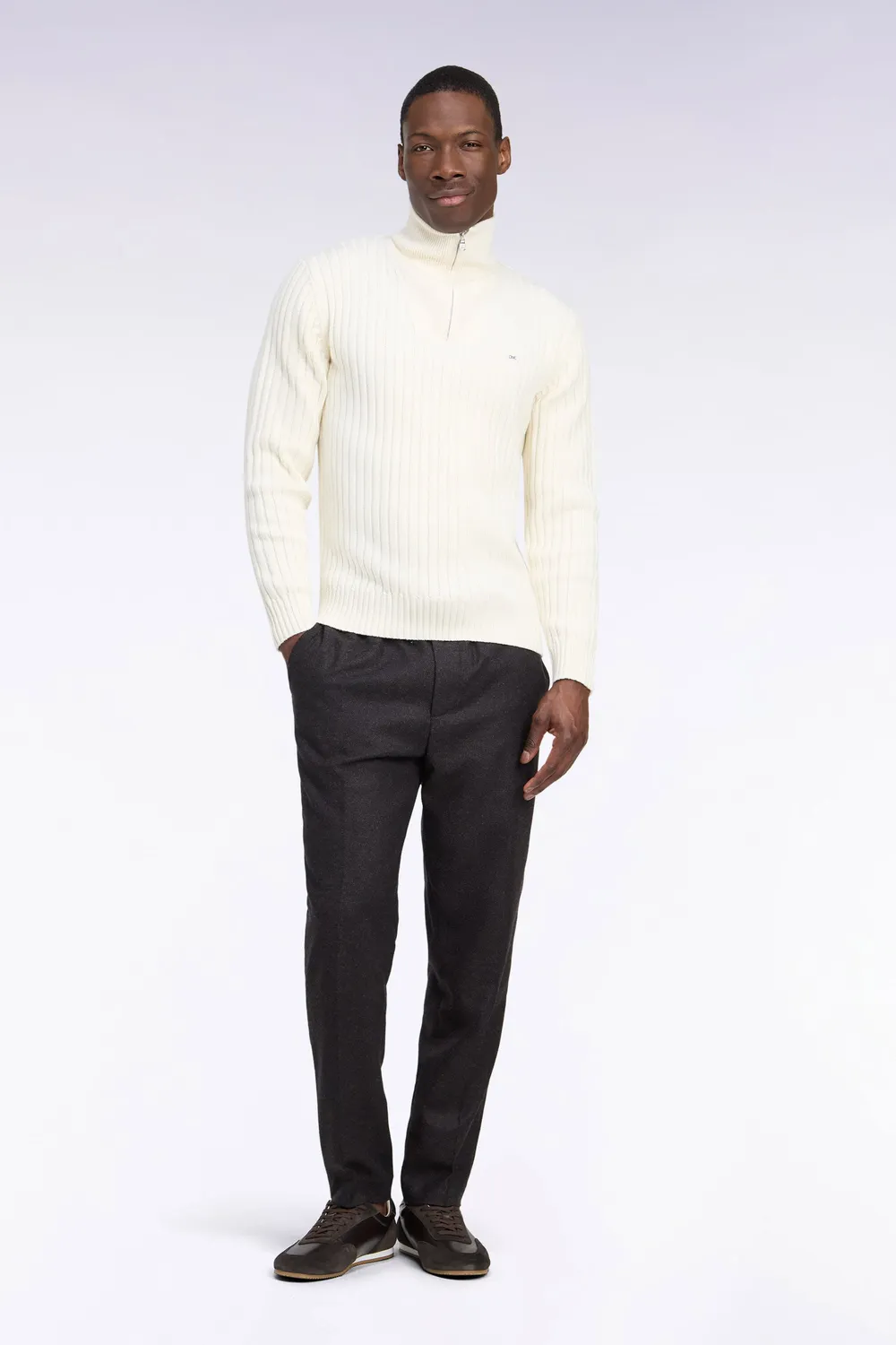 Eden Park Pantalon feutre marron taille élastiquée Modern