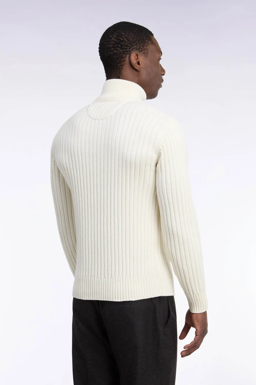 Eden Park pull col camionneur écru laine coton coupe droite