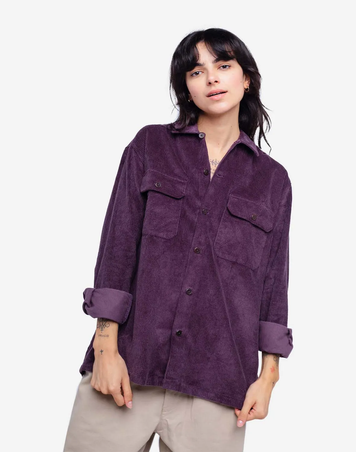 OLOW Décré chemise velours prune