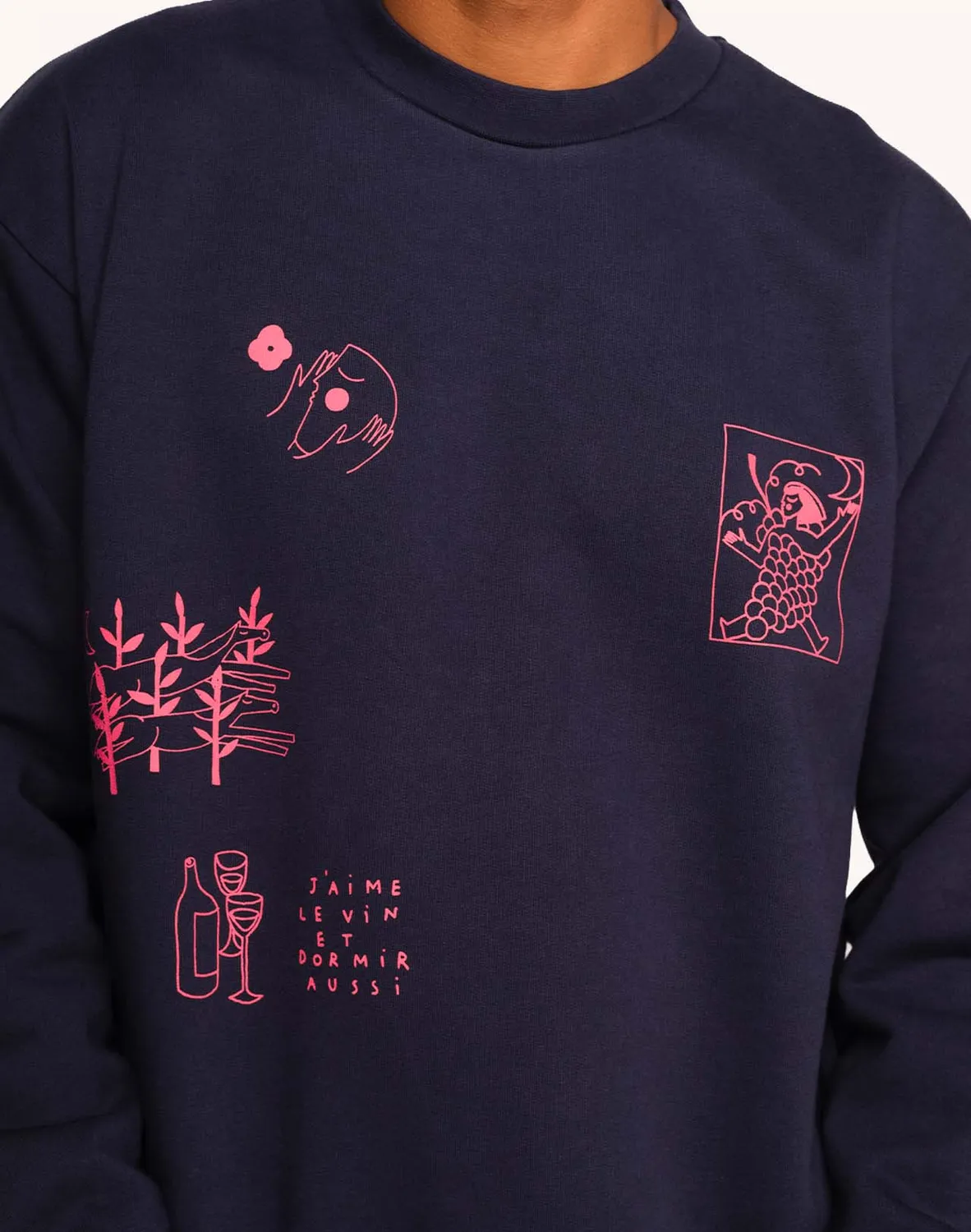 OLOW Wine And Sleep sweat bleu dusk coton bio