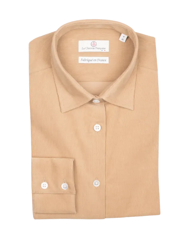 La Chemise Française Velours Milleraies Camel chemisier femme
