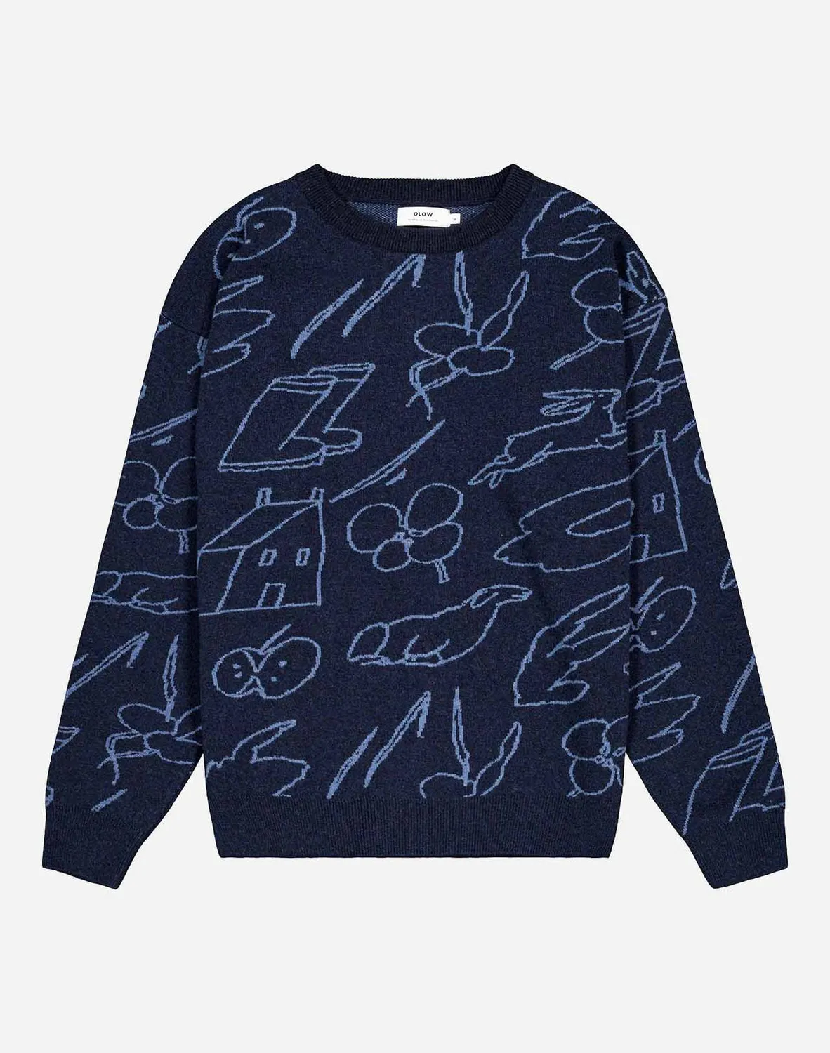 OLOW Agon pull navy mérinos jacquard
