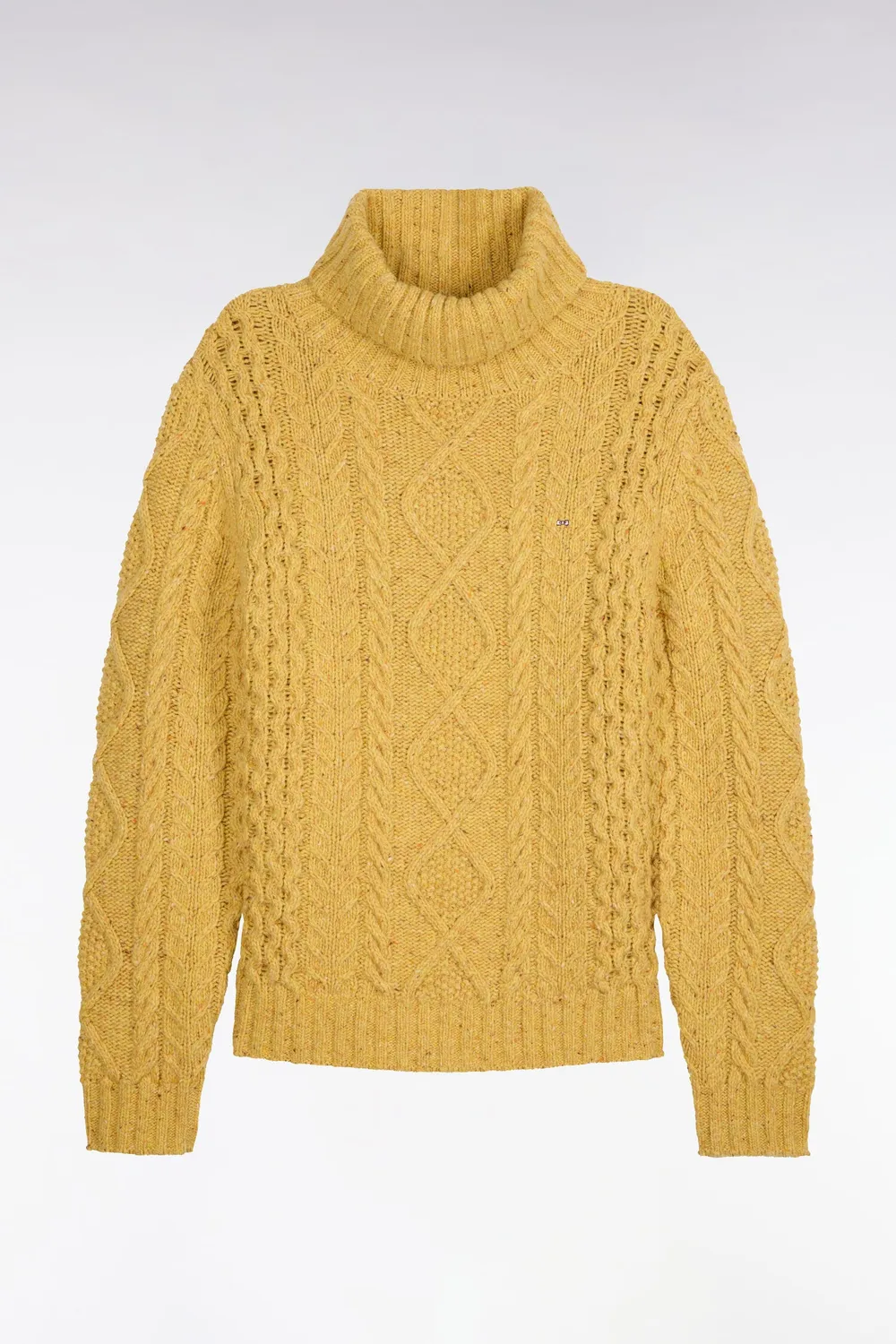 Eden Park pull col roulé jaune torsadé laine homme