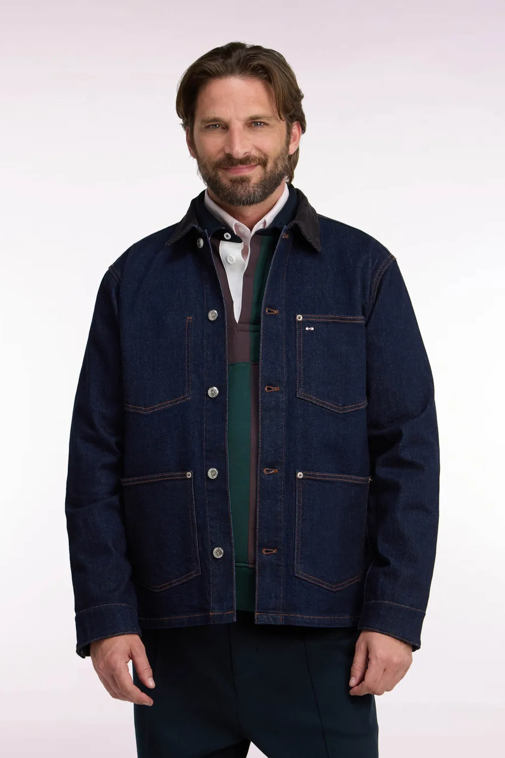 Eden Park College surchemise denim brut col velours