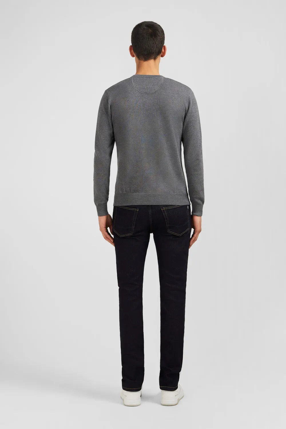 Eden Park pull col V coton homme gris regular fit