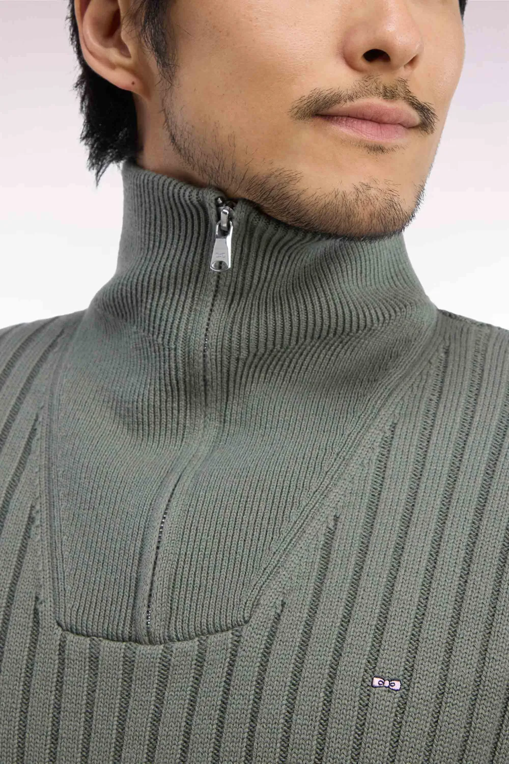 Eden Park pull camionneur laine vert olive droit