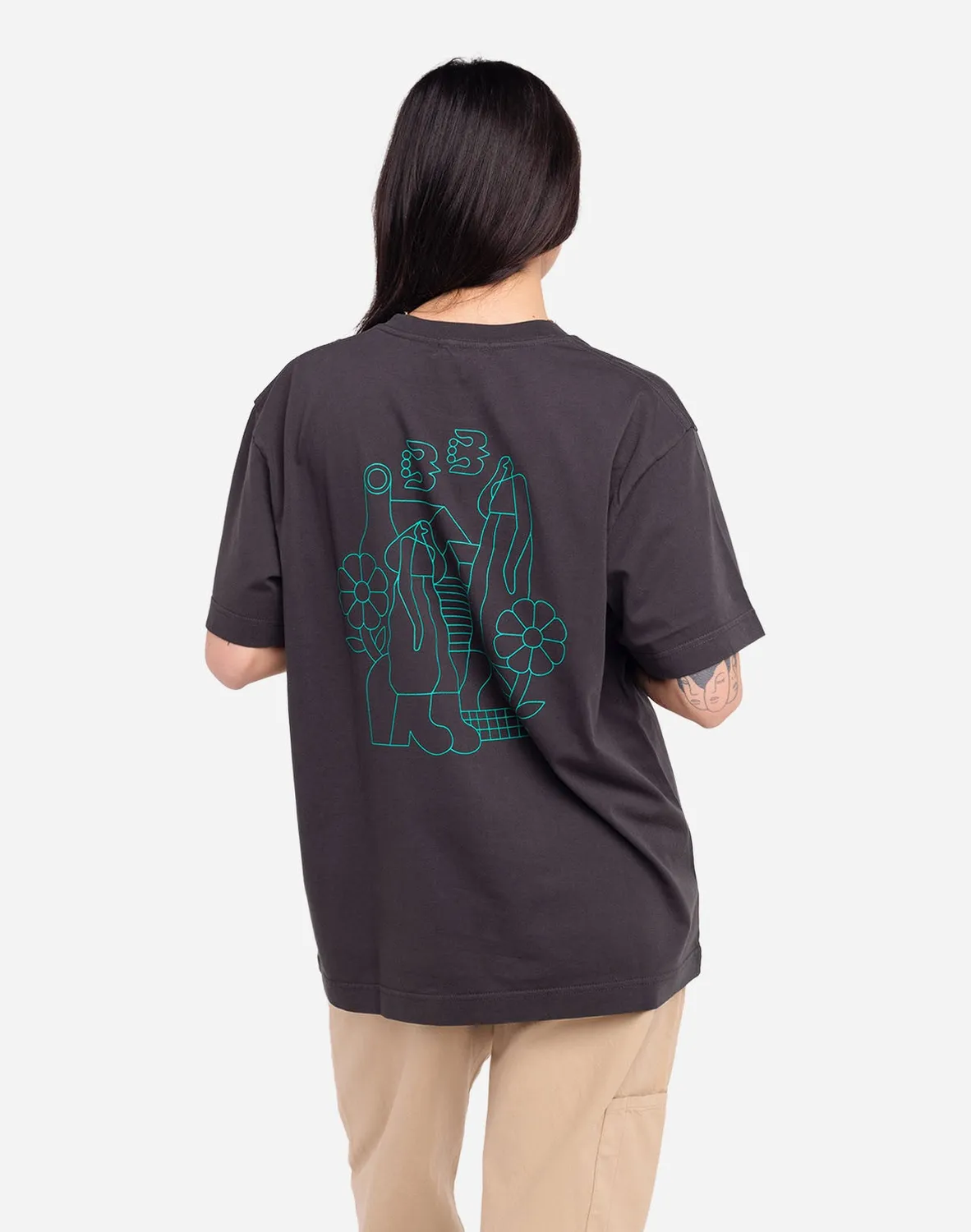 Olow Simple Life t-shirt ample noir carbone coton GOTS