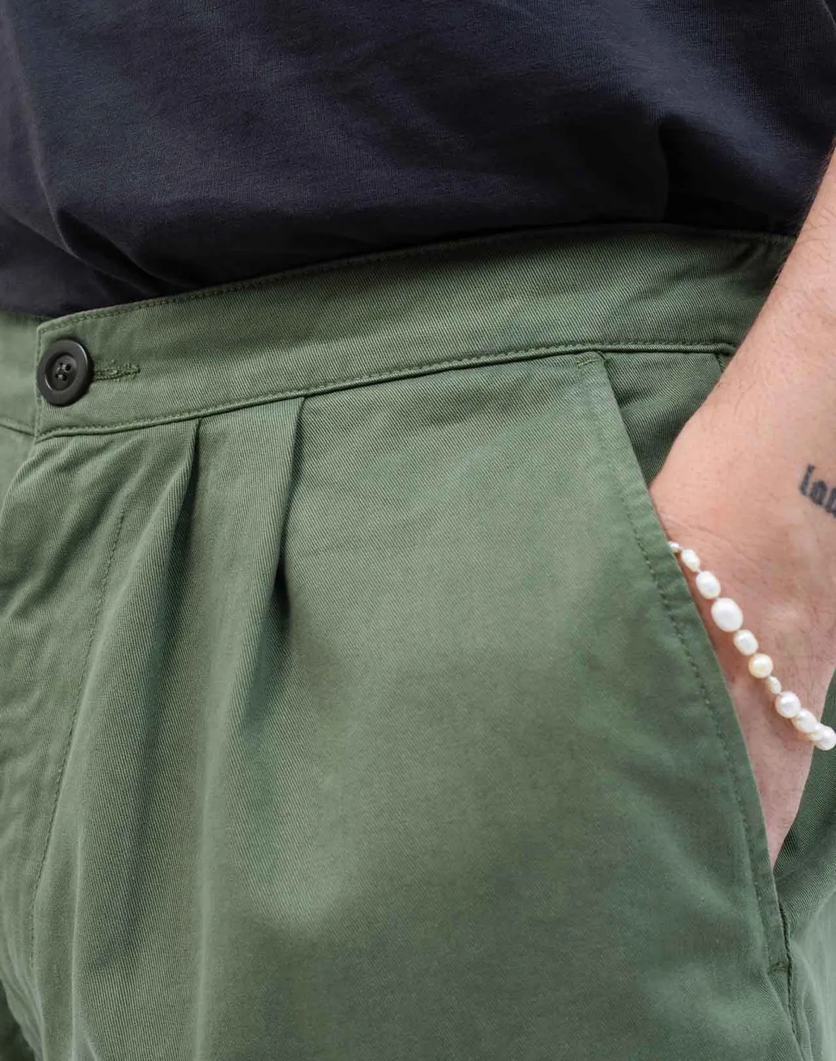 OLOW Handa short vert olive sergé coton