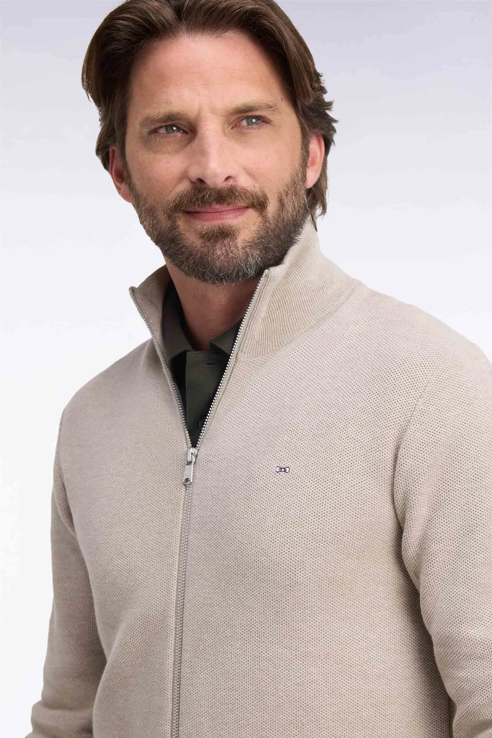 Eden Park H26MAICA0002 cardigan zippé beige coton