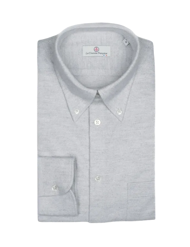 La Chemise Française Flanelle Grise chemise homme col boutonné