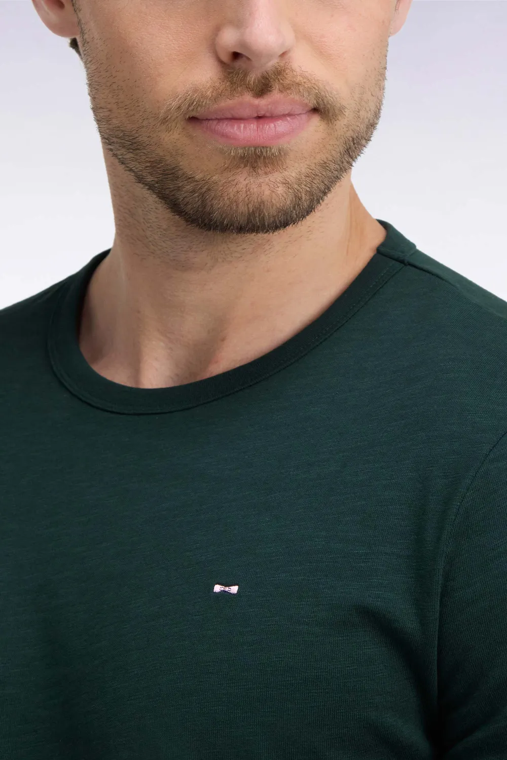 Eden Park t-shirt vert foncé coton homme manches longues