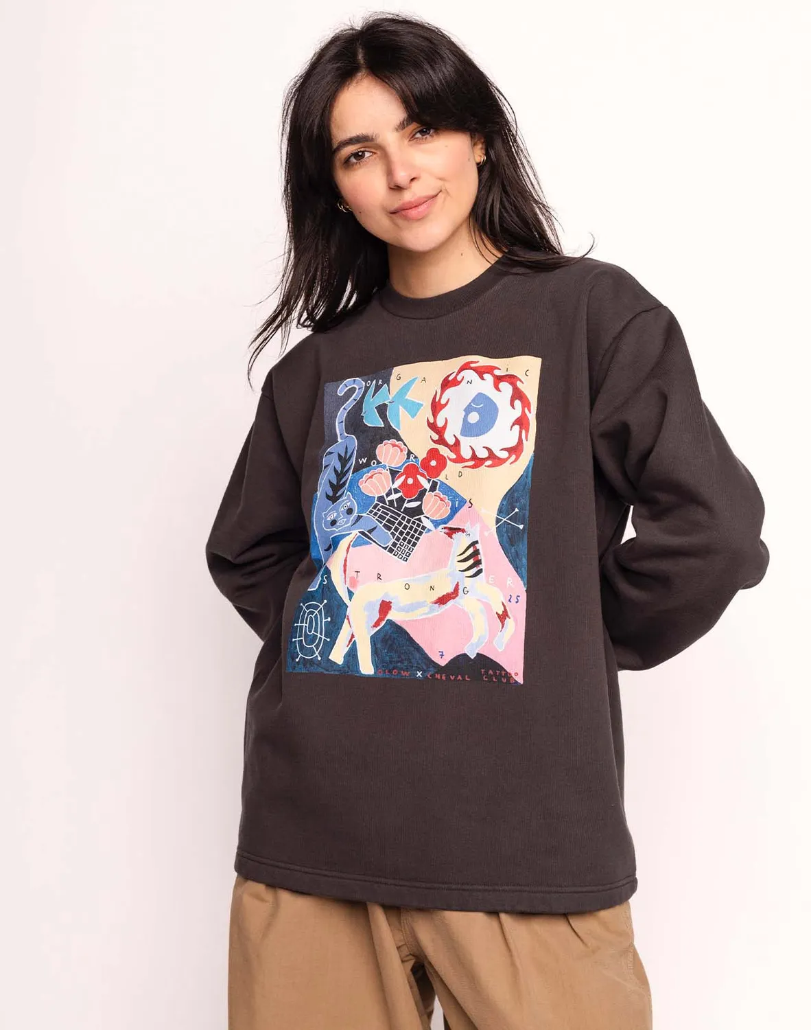 Olow Organic World sweat noir carbone coton bio