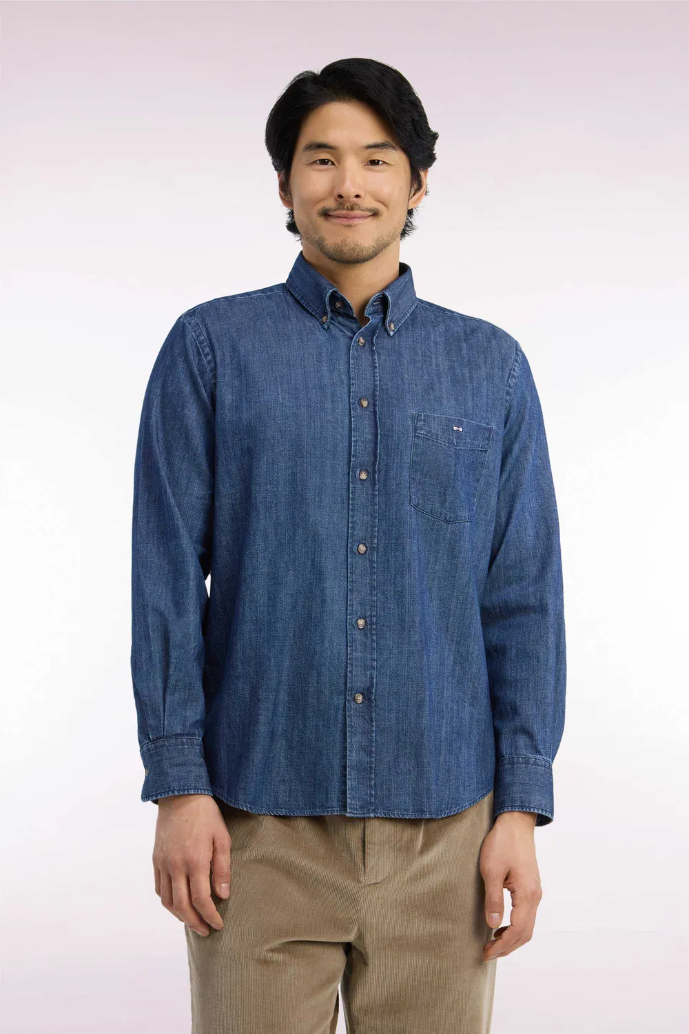 Eden Park chemise coton denim brut coupe droite homme