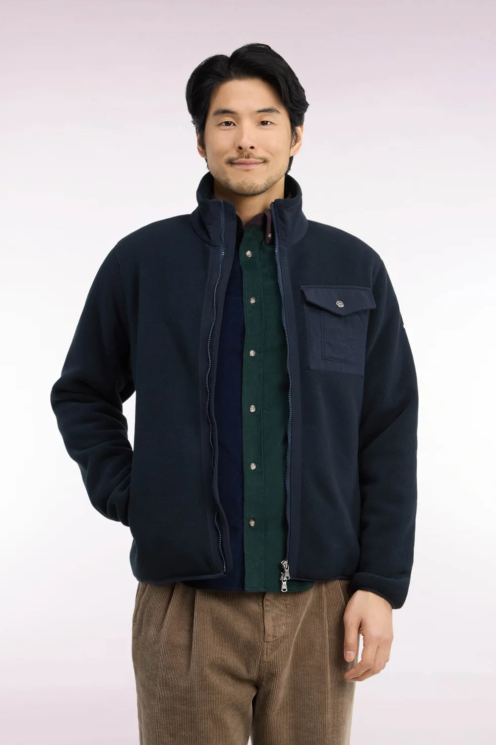 Eden Park sweat zippé bouclettes marine coupe droite