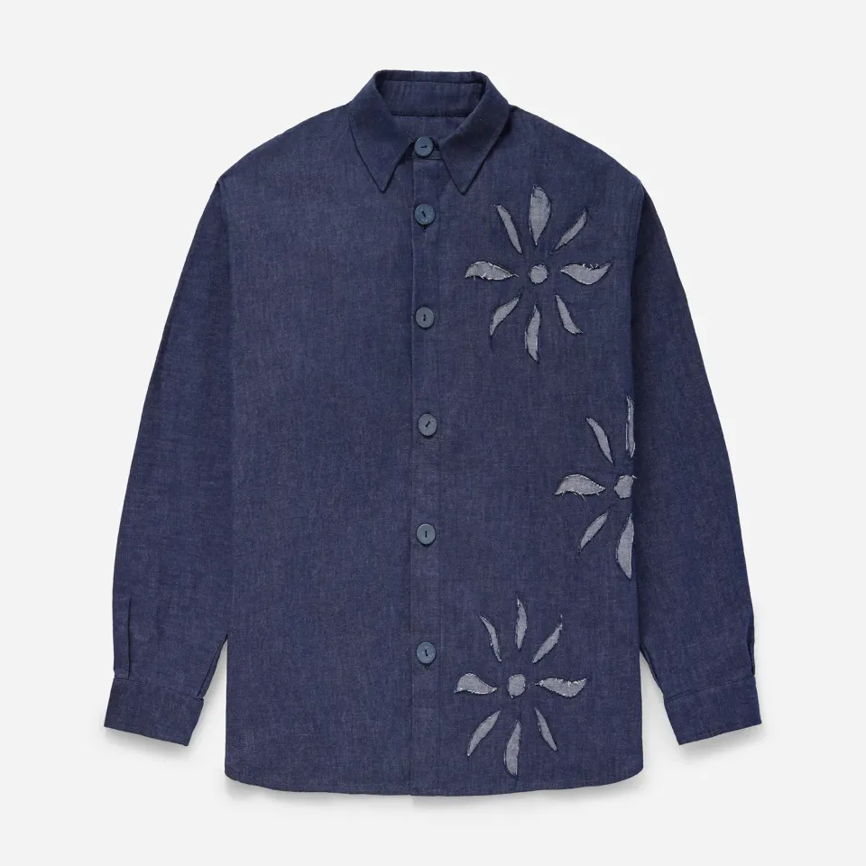 Labrum Navy Denim Olokun Flower chemise homme marine