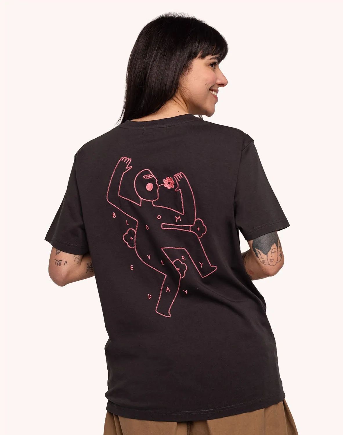 Olow Let Go t-shirt noir carbone broderie coton bio
