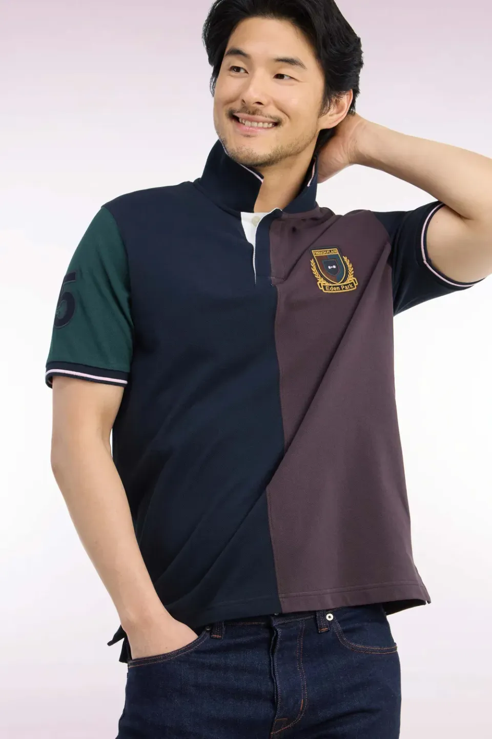 Eden Park polo homme coton marron marine coupe droite M