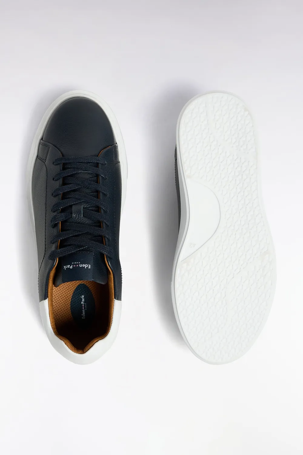 Eden Park baskets homme cuir grainé marine semelle gomme