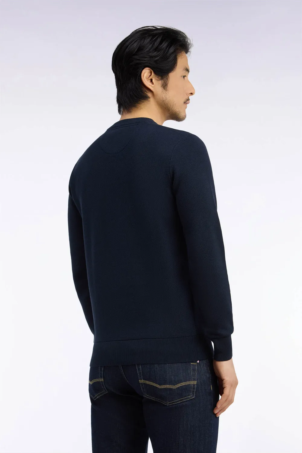 Eden Park pull col rond marine coton nid d'abeille