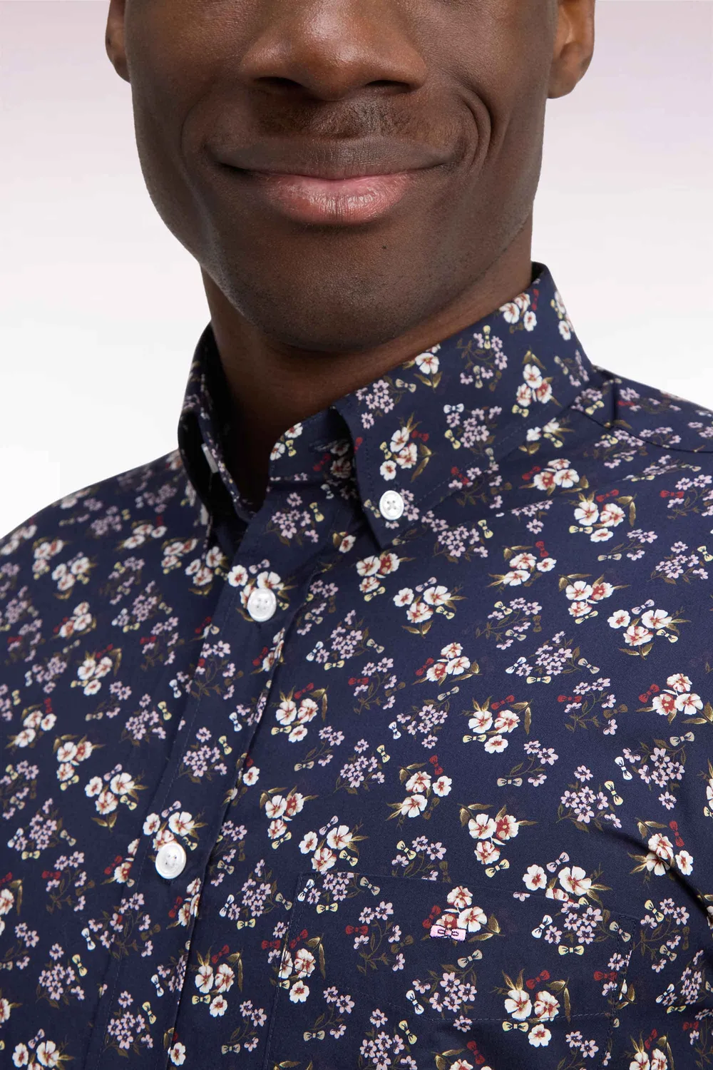 Eden Park Club Classique chemise homme marine fleurs coupe droite