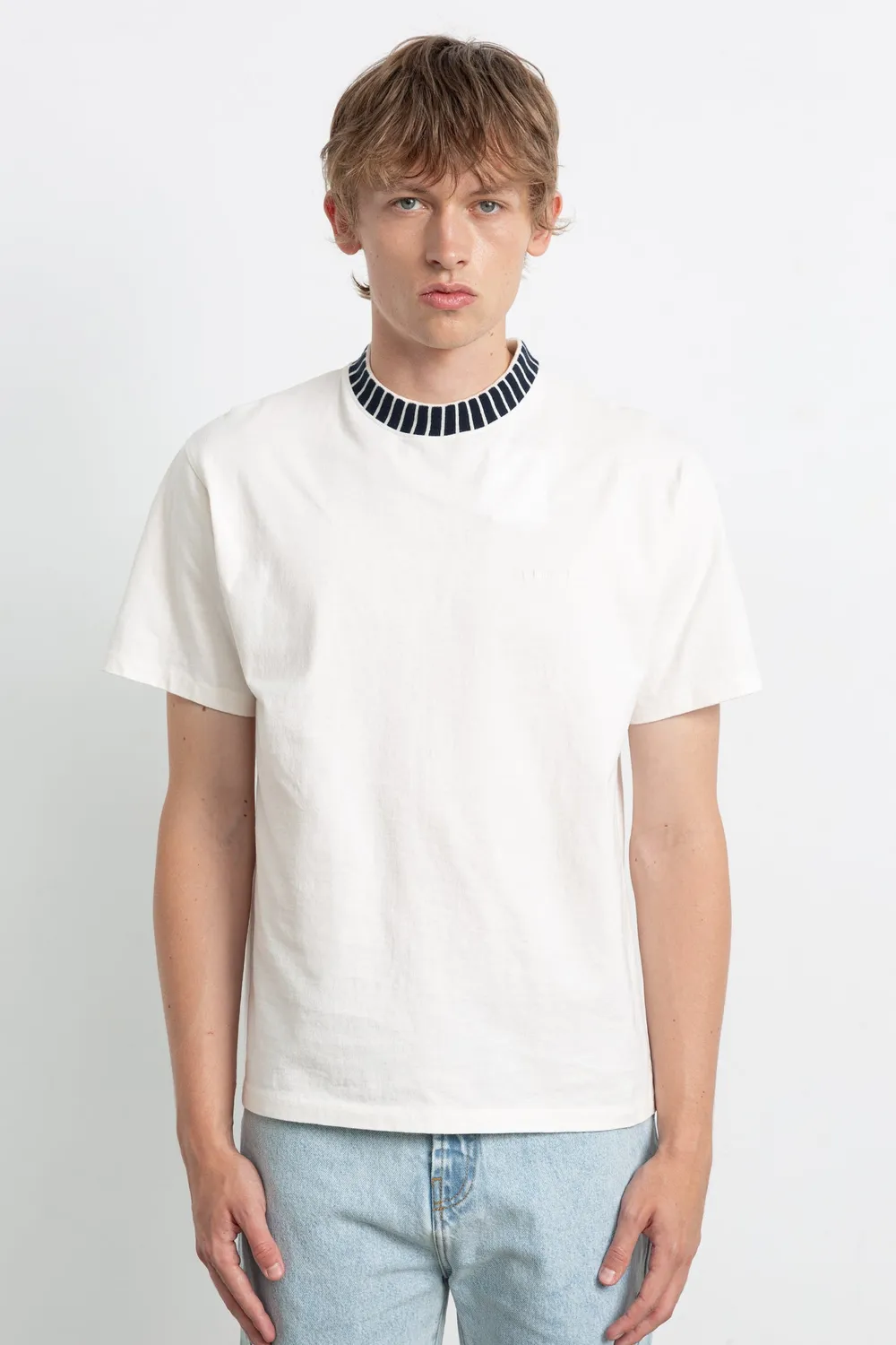 Edmmond Studios Loom t-shirt homme blanc cassé brodé 220g