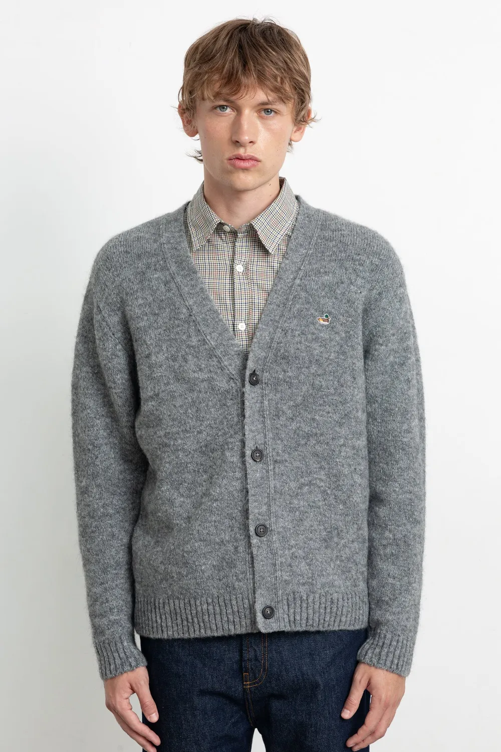 Edmmond Studios Duck cardigan gris laine alpaga