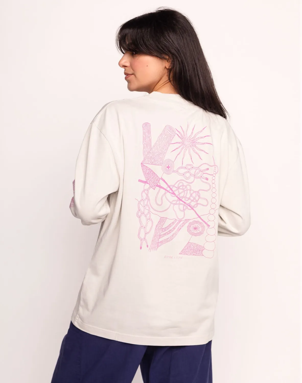 Olow Interconnexion t-shirt manches longues gris perle coton bio